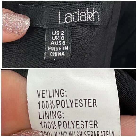 Ladakh Sz 2 Black Faux Leather Strapless Mini Dress Faux Wrap Tulip Snake Print - Picture 8 of 11